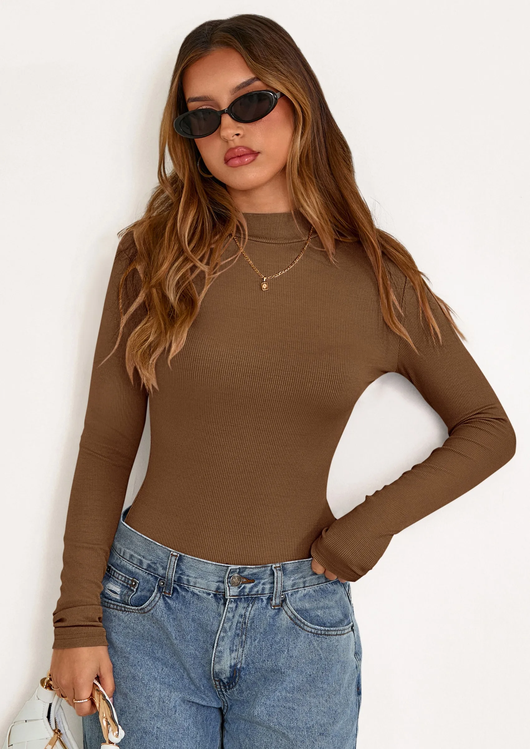 PRETTYGARDEN Women's Turtleneck Long Sleeve Shirts Fall Basic Tees Ribbed Fitted Tops Thermal Layering Knit Top Clothes sold by PrettyGarden product image thumbnail 5