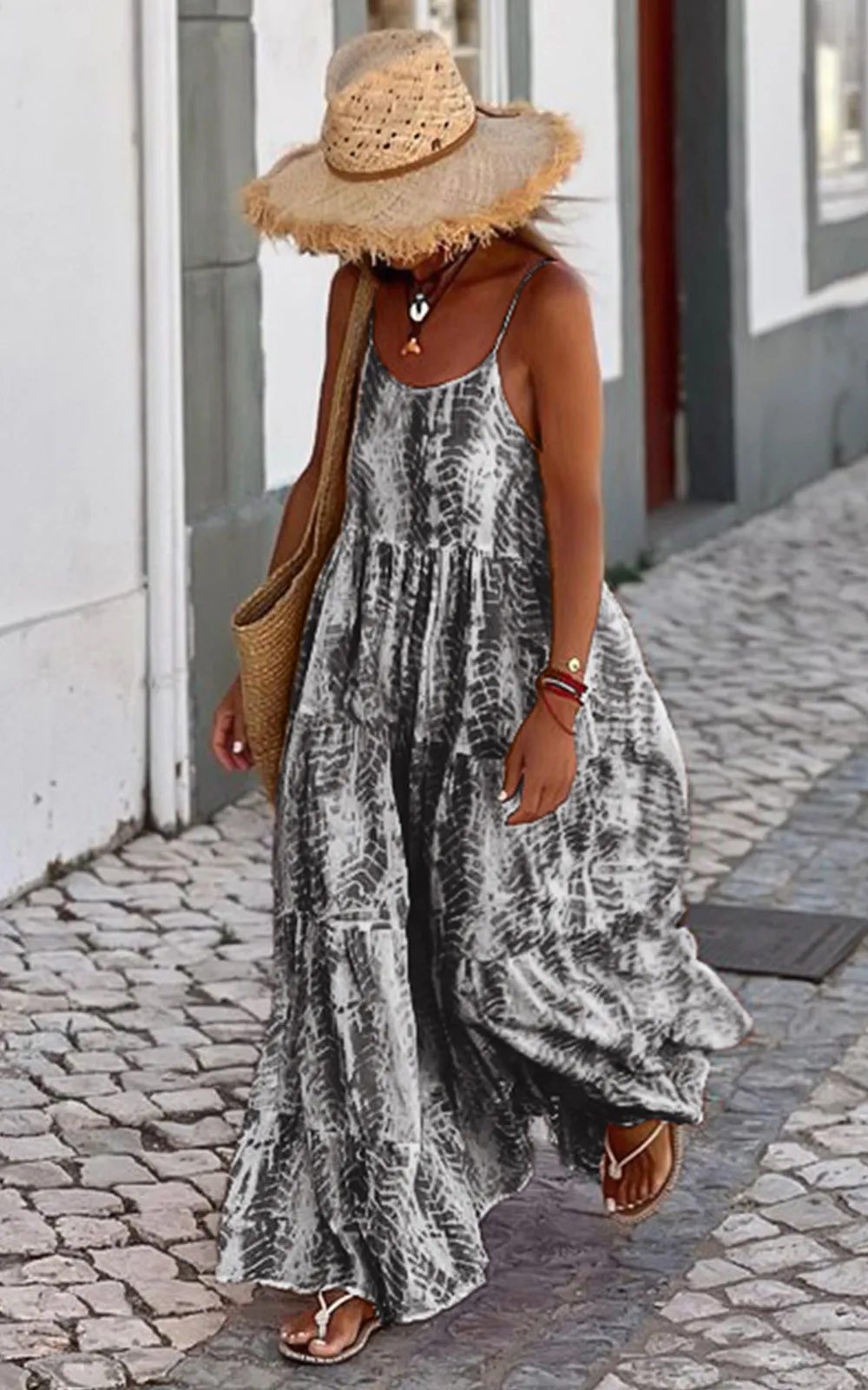 PRETTYGARDEN Women Summer Dresses Spaghetti Strap Scoop Neck Floral Maxi Dress Flowy Boho Long Sundress with Pockets sold by PrettyGarden product image thumbnail 3