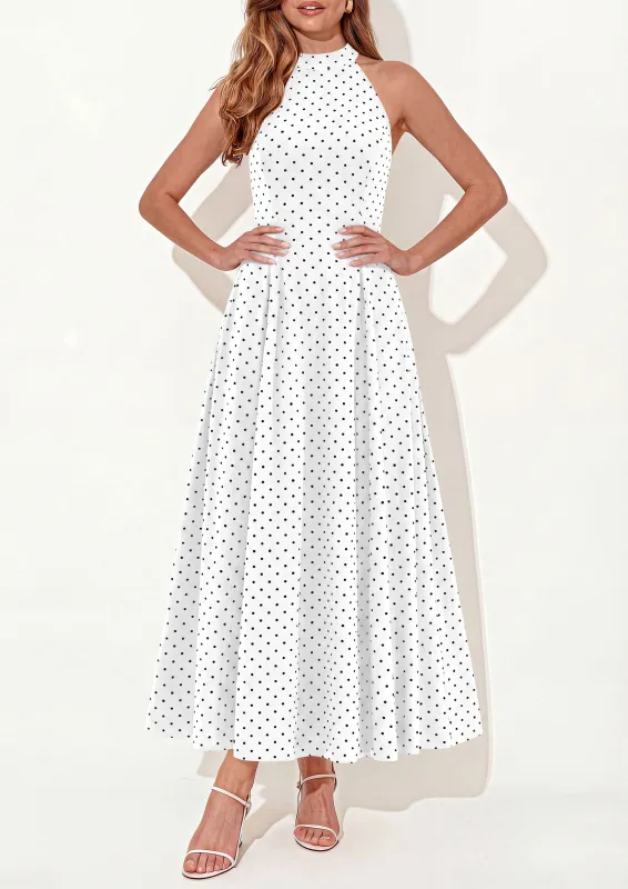 PRETTYGARDEN Summer Halter Dresses for Women Vacation Outfits Sleeveless Polka Dot Sundress Wedding Guest Maxi Dress made by PrettyGarden