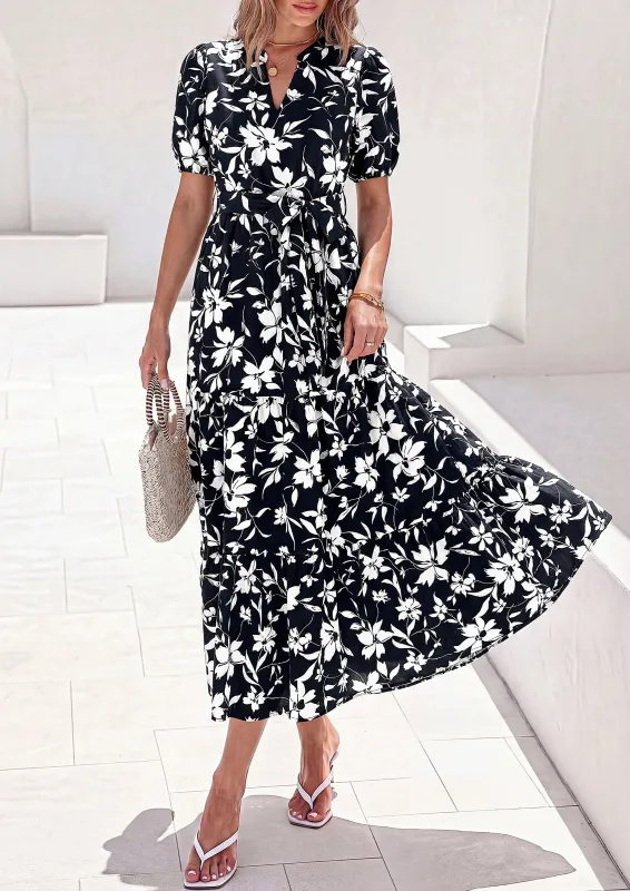 PRETTYGARDEN Women's Summer Maxi Dresses Boho Floral Short Sleeve V Neck Casual Wedding Guest 2026 Beach Vacation Outfits made by PrettyGarden