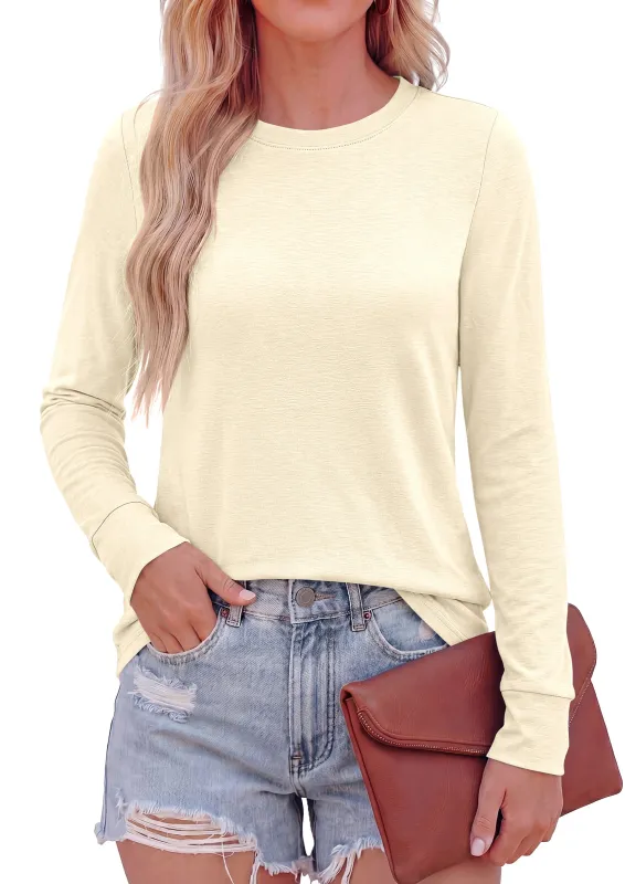 PRETTYGARDEN Long Sleeve Tshirts Shirts for Women Clothing Fall Fashion 2026 Basic Tees Casual Blouses Crew Neck Winter Tops made by PrettyGarden