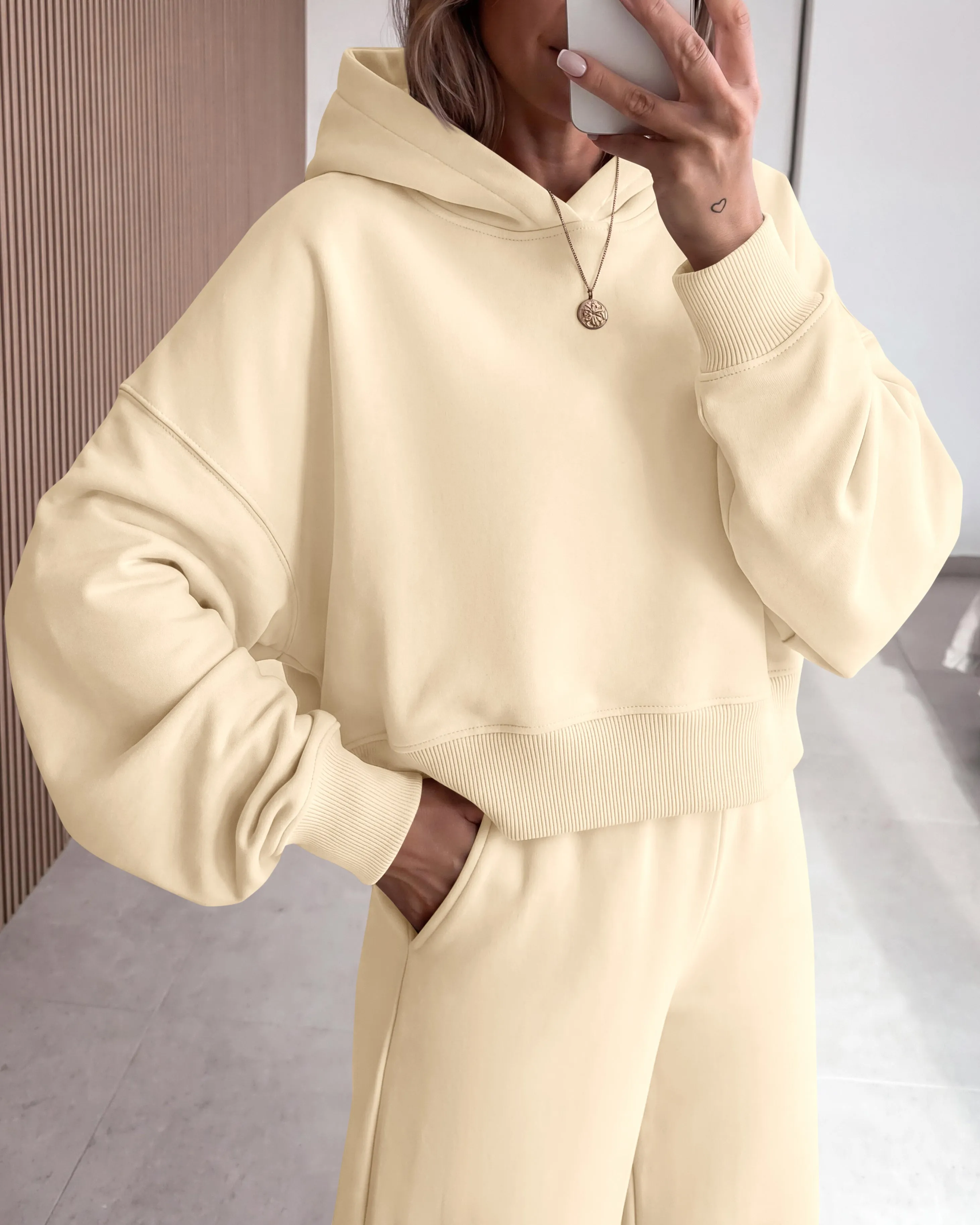 PRETTYGARDEN Women 2 Piece Lounge Sets Long Sleeve Hoodies Wide Leg Sweatpants Sweatsuits Workout Set Fall Outfits 2026 sold by PrettyGarden product image thumbnail 4