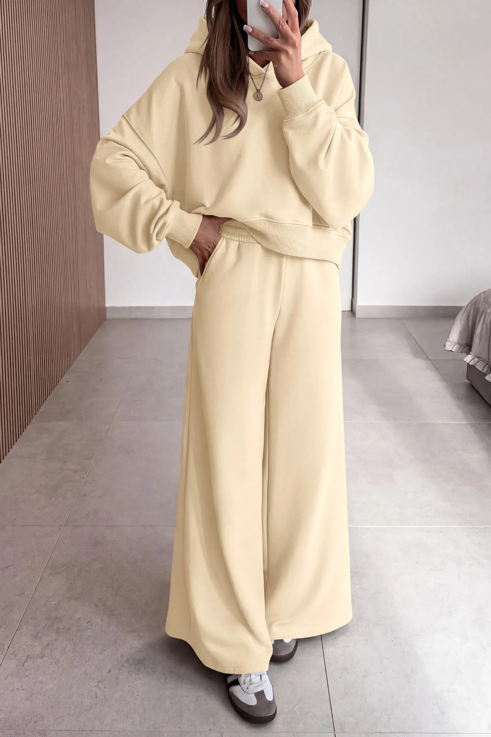 PRETTYGARDEN Women 2 Piece Lounge Sets Long Sleeve Hoodies Wide Leg Sweatpants Sweatsuits Workout Set Fall Outfits 2026 sold by PrettyGarden product image thumbnail 3