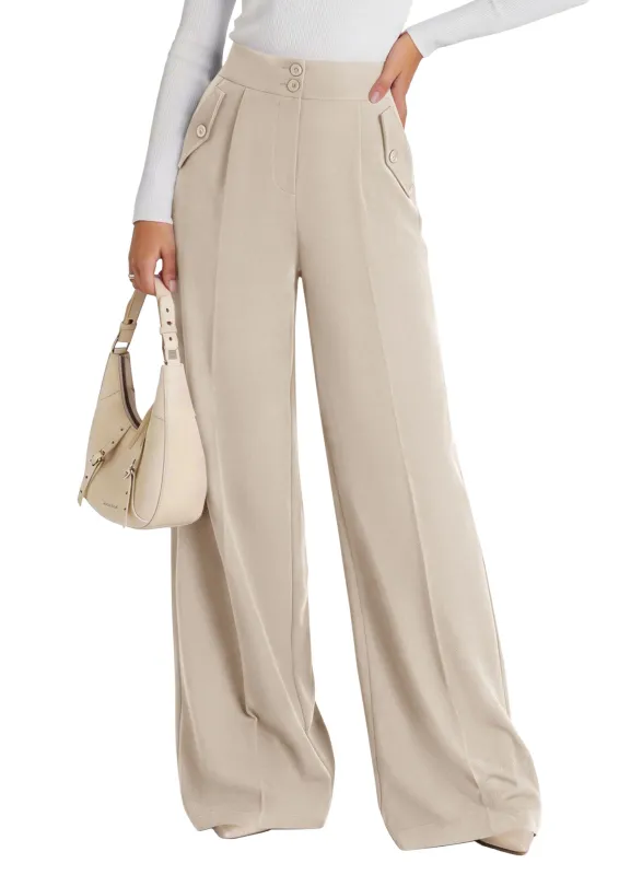 PRETTYGARDEN Women's Wide Leg Work Dress Pants Trousers made by PrettyGarden