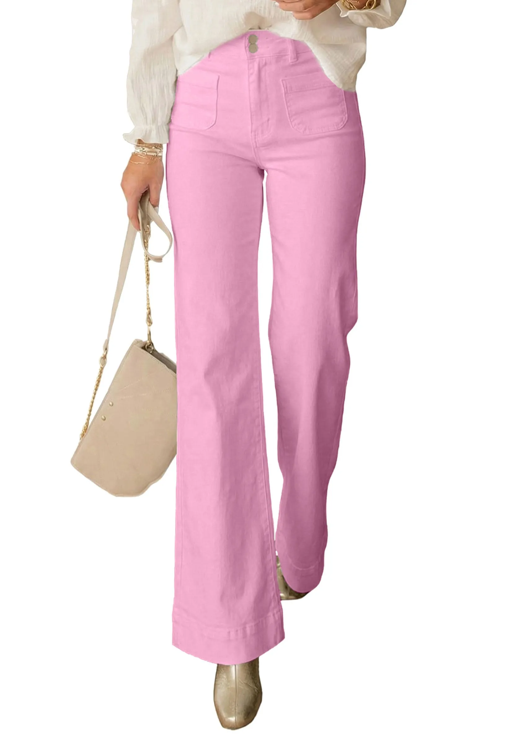 PRETTYGARDEN Womens Wide Leg Jeans High Waisted Stretchy|High Rise Bootcut Jeans with Front Patch Pockets, Loose Fit Daily Wear Denim, Trendy Work Pants, Business Casual Outfits sold by PrettyGarden product image thumbnail 5