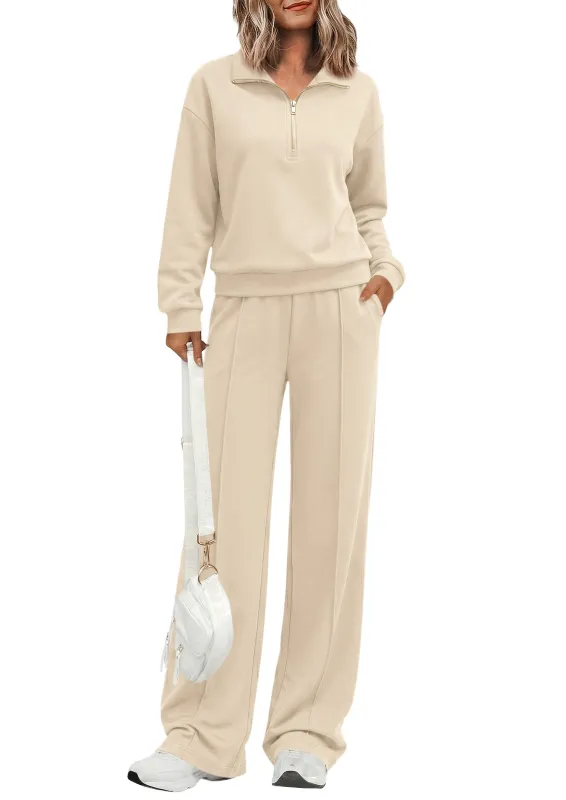 PRETTYGARDEN Women's Lounge Sets 2 Piece Outfits Sweatsuits | Half Zip Pullover Sweatshirts, Wide Leg Pants Pockets, Matching Workout Tracksuits, Airport Travel Resort Wear, Fall Clothes made by PrettyGarden