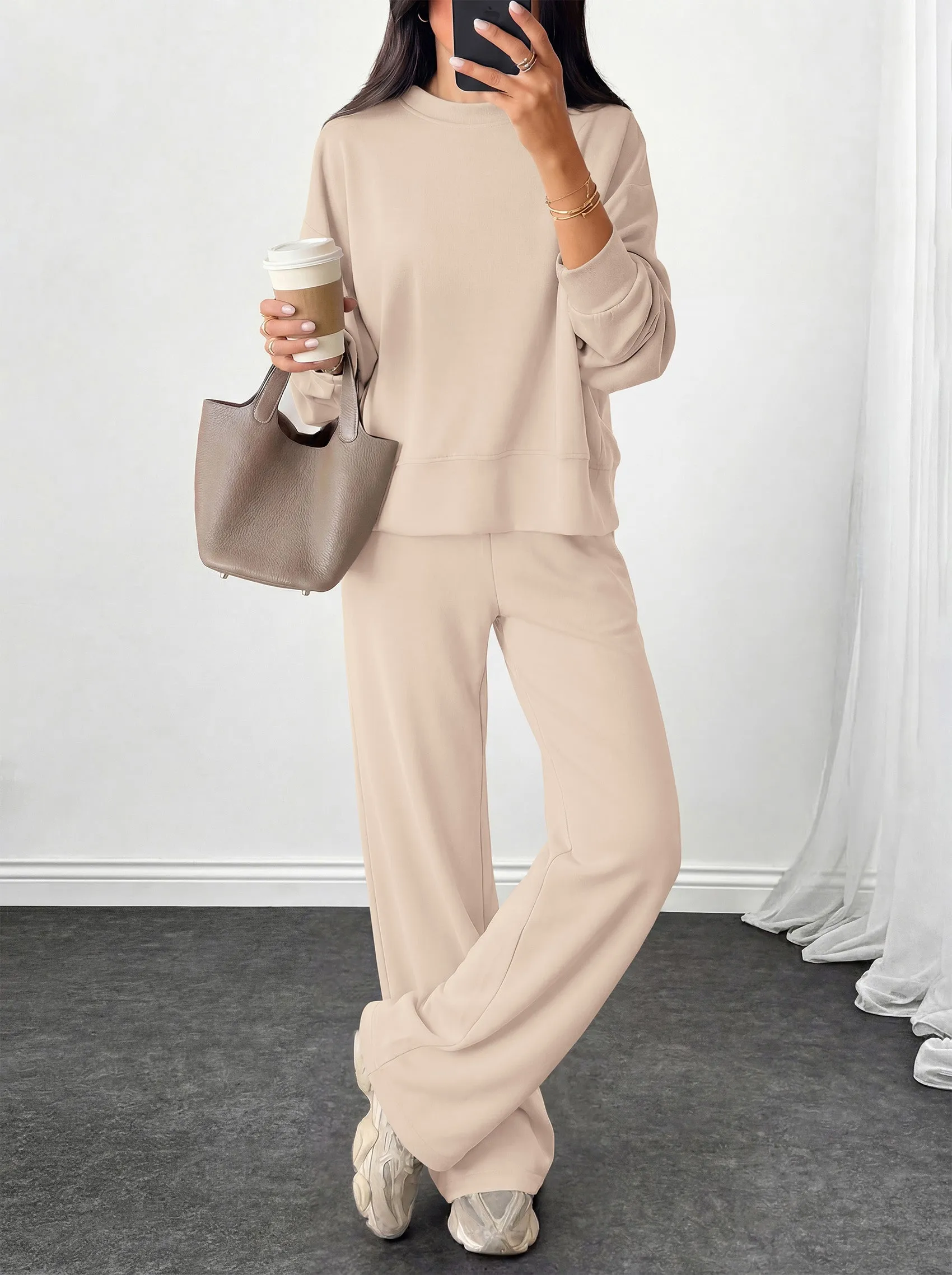 PRETTYGARDEN Womens 2 Piece Outfits Fall Sweatsuits Matching Lounge Sets | Crewneck Long Sleeve Sweatshirt, Wide Leg Pants Sets with Pockets & Drawstring, Casual Tracksuit, Travel Airport Outfits 2026 sold by PrettyGarden product image thumbnail 2