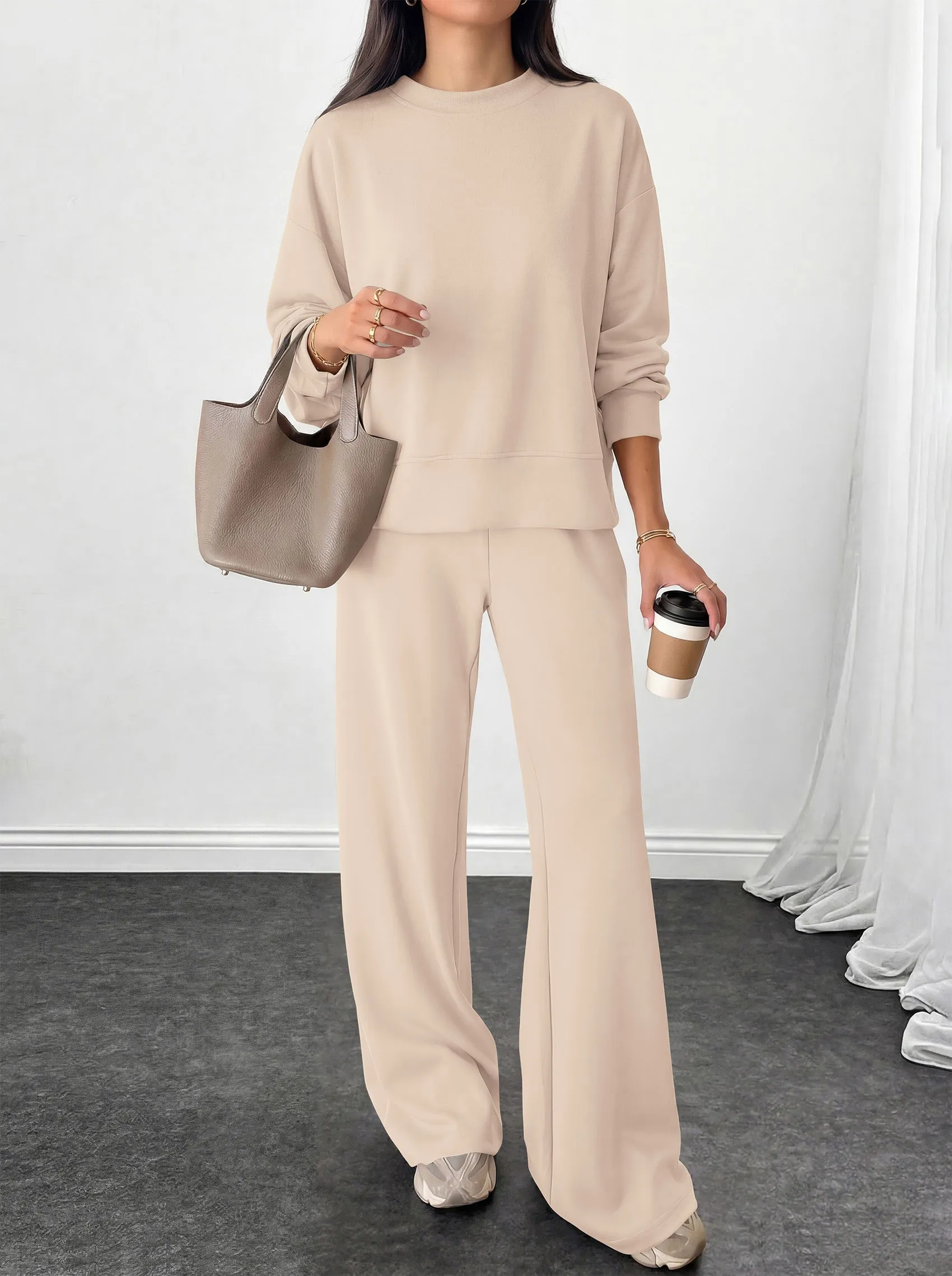 PRETTYGARDEN Womens 2 Piece Outfits Fall Sweatsuits Matching Lounge Sets | Crewneck Long Sleeve Sweatshirt, Wide Leg Pants Sets with Pockets & Drawstring, Casual Tracksuit, Travel Airport Outfits 2026 sold by PrettyGarden product image thumbnail 3