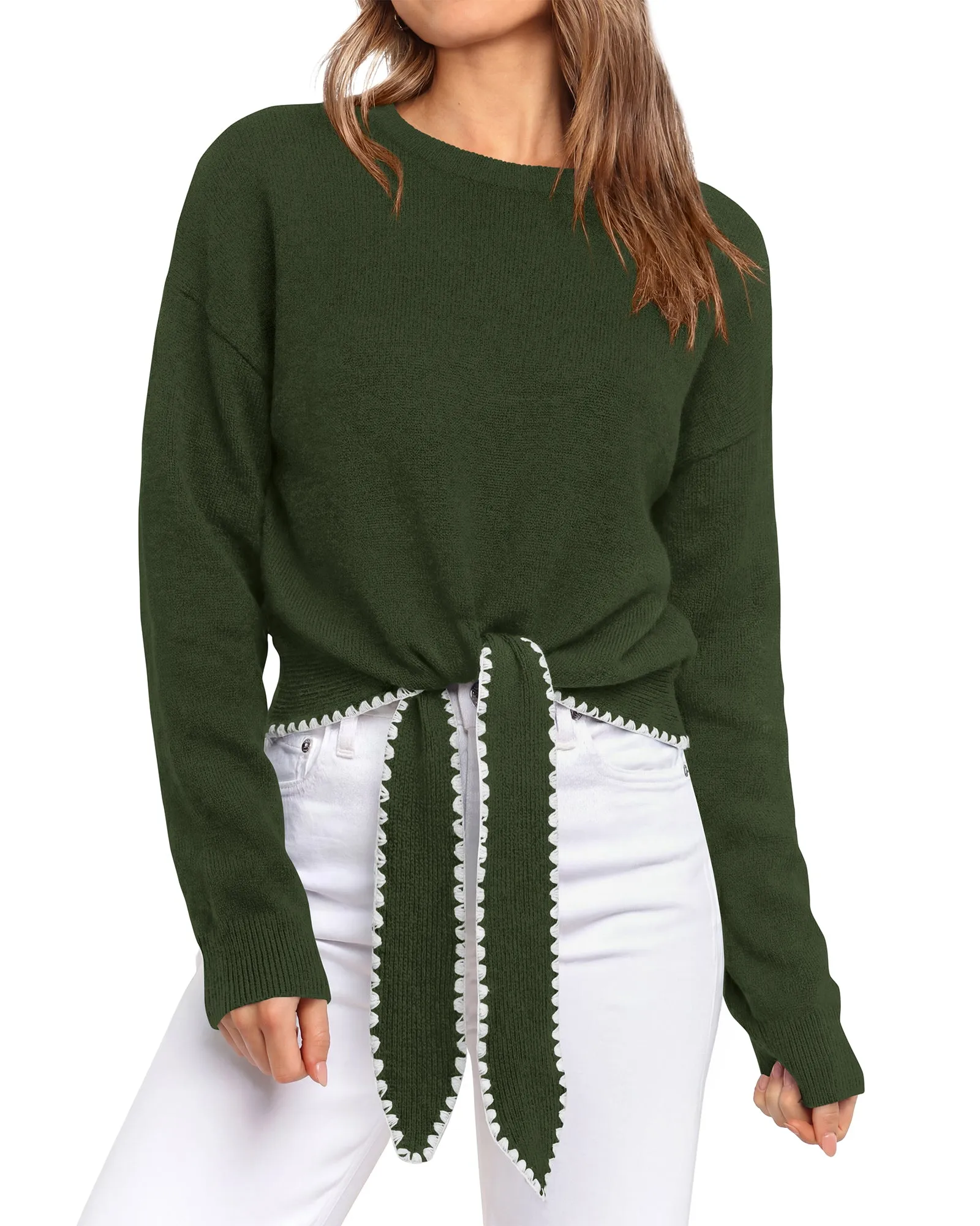 PRETTYGARDEN Casual Long Sleeve Strappy Sweaters for Women sold by PrettyGarden