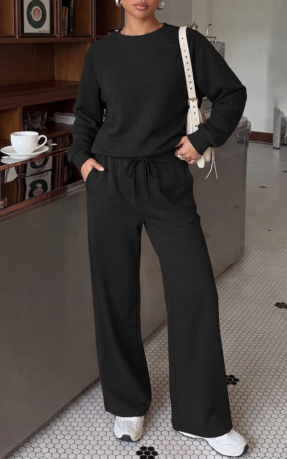 PRETTYGARDEN 2 Piece Lounge Sets Fall Matching Sweatsuits Women Clothing | Loose Crewneck Sweatshirts & Wide Leg Pants Pockets, Casual Sweat Set, Airport Travel Vacation 0utfits, Fashion Tracksuits sold by PrettyGarden product image thumbnail 5