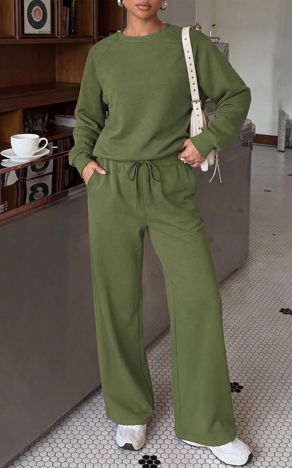PRETTYGARDEN 2 Piece Lounge Sets Fall Matching Sweatsuits Women Clothing | Loose Crewneck Sweatshirts & Wide Leg Pants Pockets, Casual Sweat Set, Airport Travel Vacation 0utfits, Fashion Tracksuits sold by PrettyGarden product image thumbnail 2