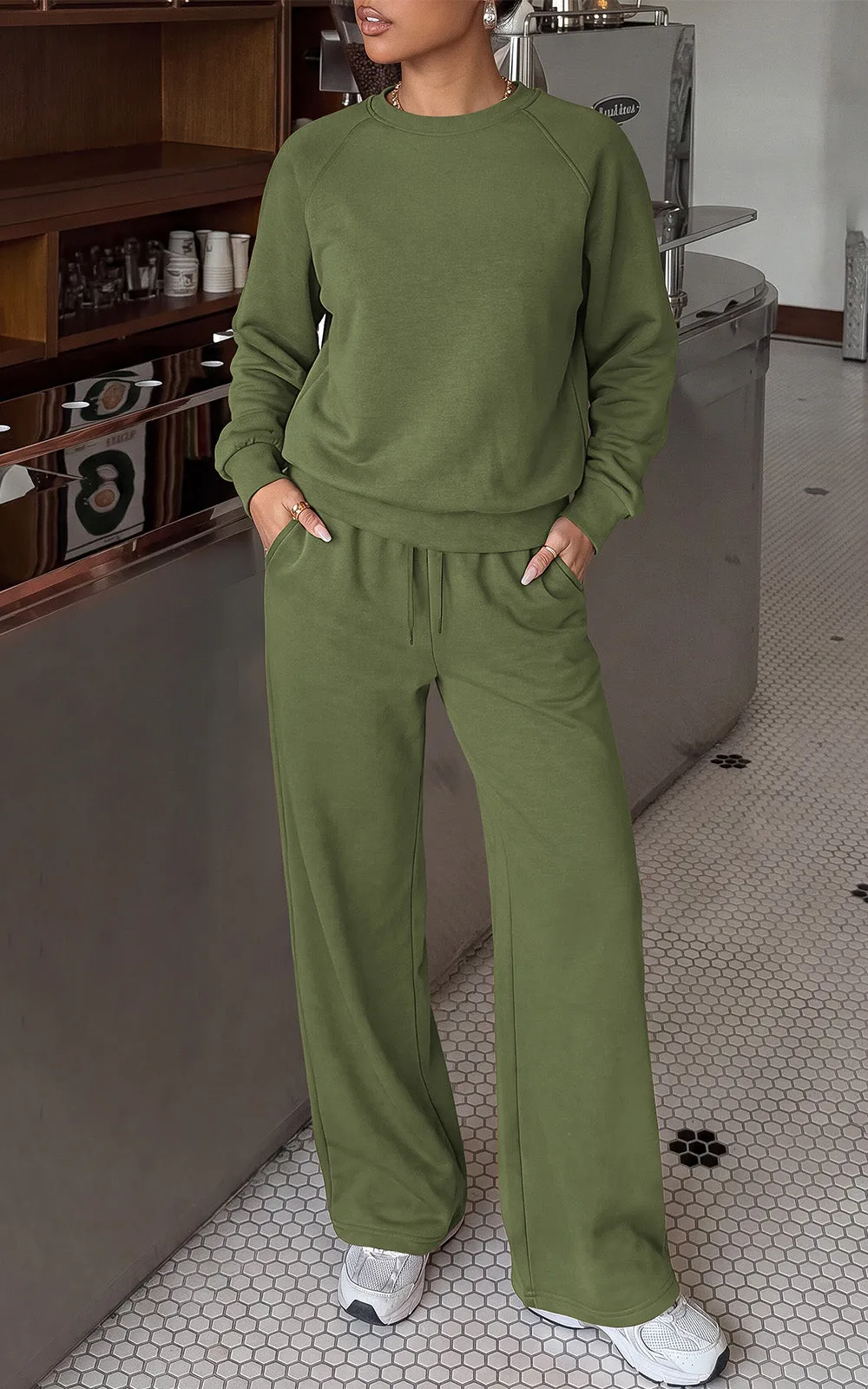 PRETTYGARDEN 2 Piece Lounge Sets Fall Matching Sweatsuits Women Clothing | Loose Crewneck Sweatshirts & Wide Leg Pants Pockets, Casual Sweat Set, Airport Travel Vacation 0utfits, Fashion Tracksuits sold by PrettyGarden product image thumbnail 3