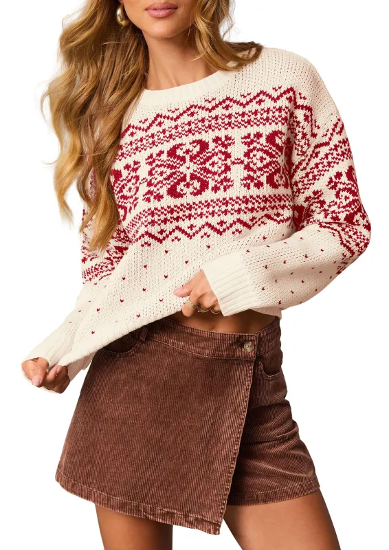 PRETTYGARDEN Women's Fair Isle Oversized Sweater | Relaxed Fit, Soft Cozy Knit, Long Sleeve Pullover, Crew Neck, Going Out Tops, Fall Holiday Outfits, Winter Fashion Clothing made by PrettyGarden