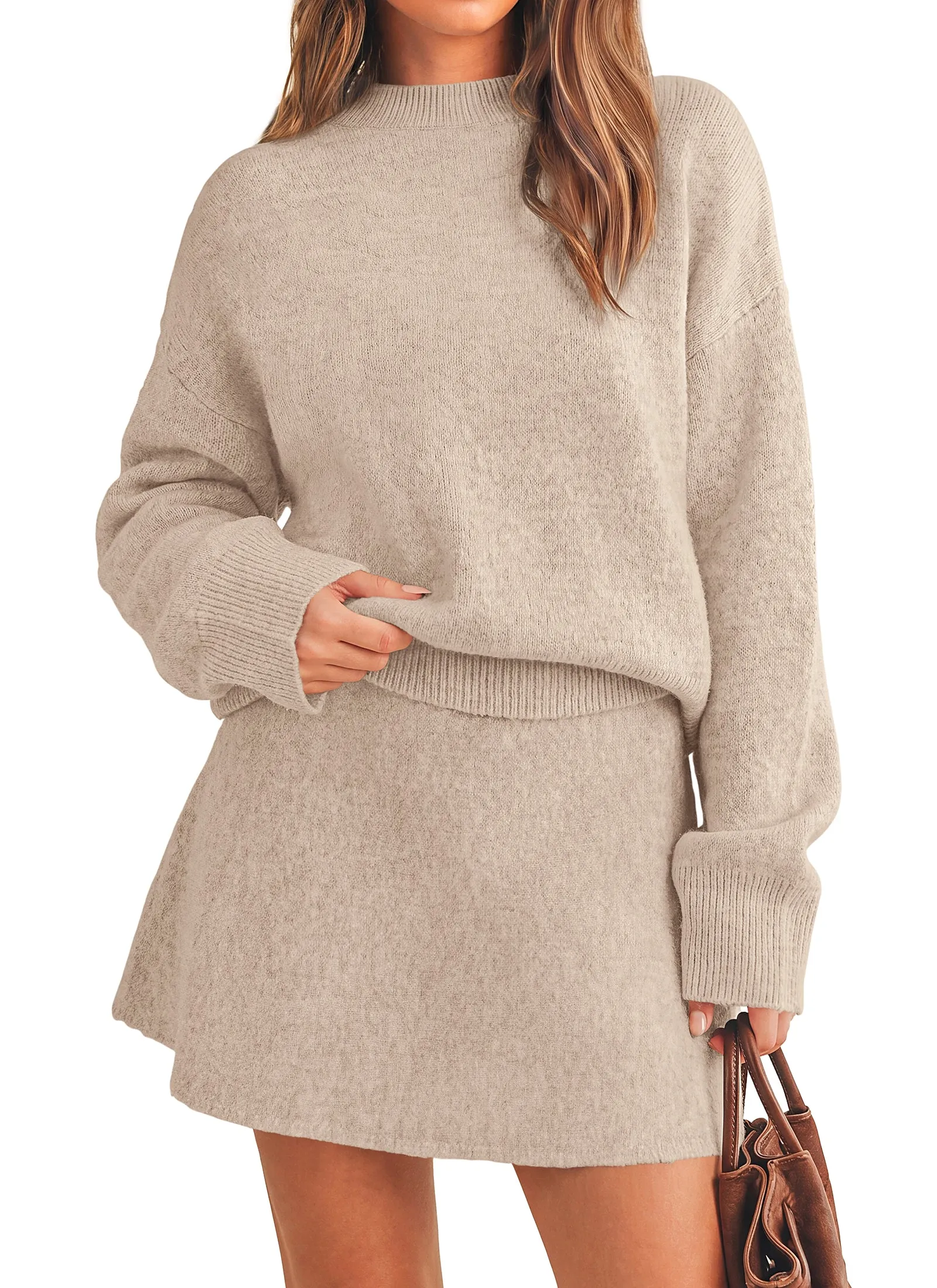 PRETTYGARDEN 2 Piece Sets For Women Sweater Mini Skirt Set sold by PrettyGarden