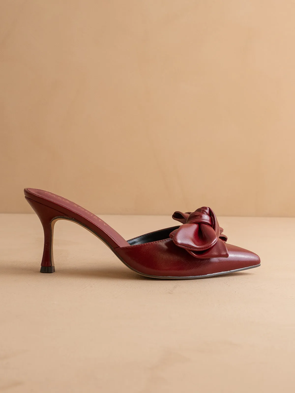 The Jane | Burgundy Wine Pointed Toe Bow Accent Kitten Heel sold by Oasis Society product image thumbnail 4
