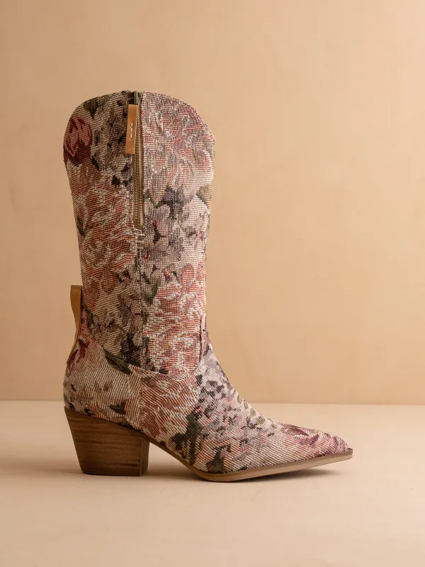 The Brilee | Mauve Tapestry Boot made by Oasis Society