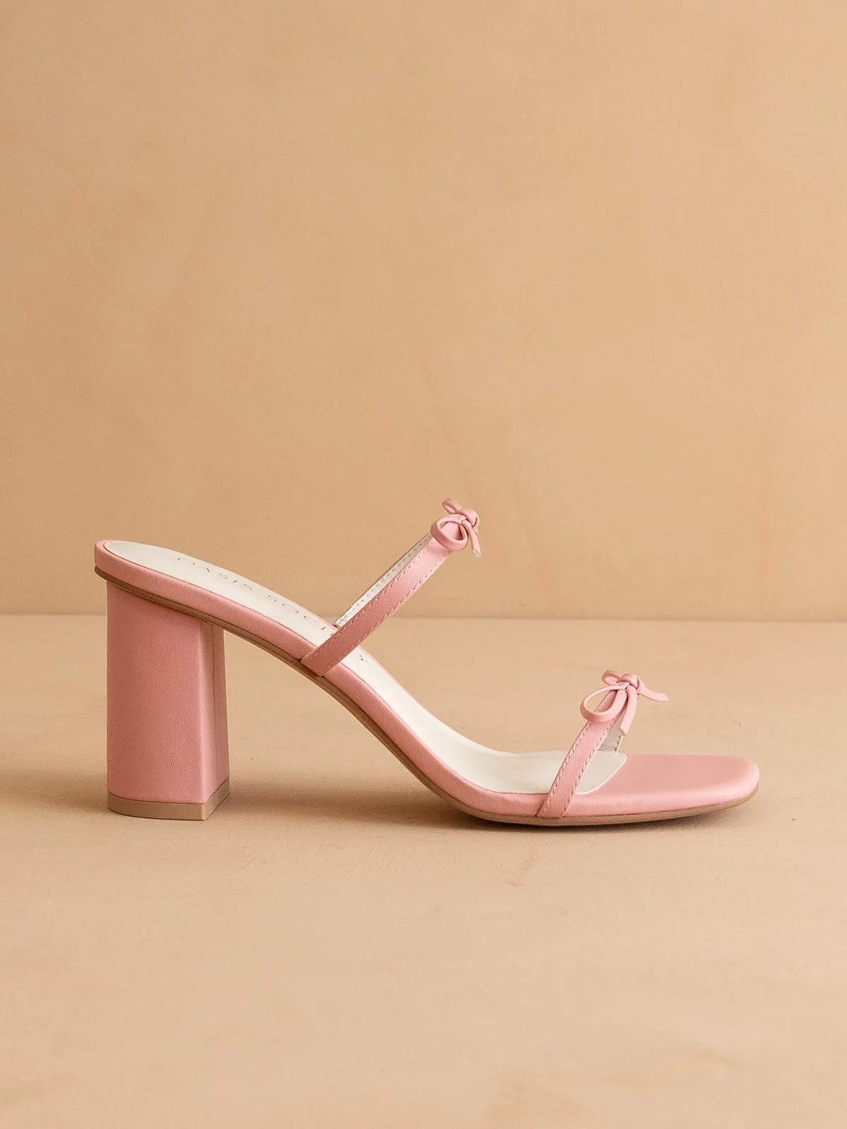 The Wendy | Pink Double Strap Double Bow Heels sold by Oasis Society product image thumbnail 4