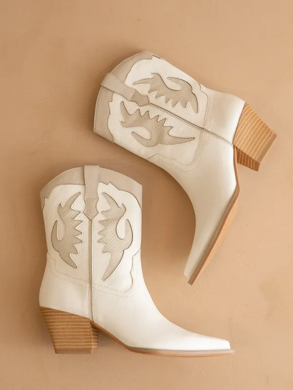 The Houston | White Layered panel Cowgirl boot *FINAL SALE* sold by Oasis Society