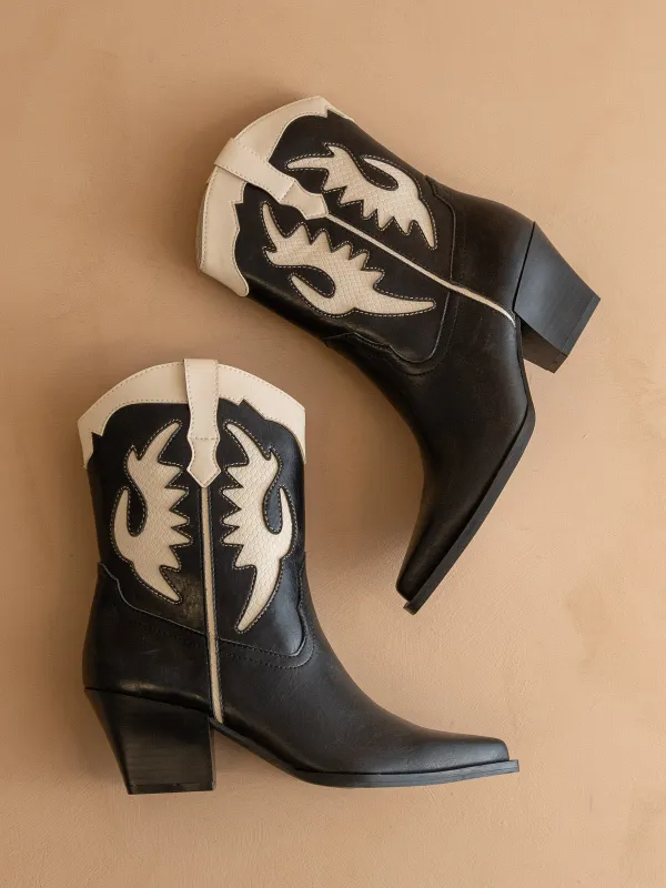 The Houston | Black Layered panel Cowgirl boot *FINAL SALE* sold by Oasis Society