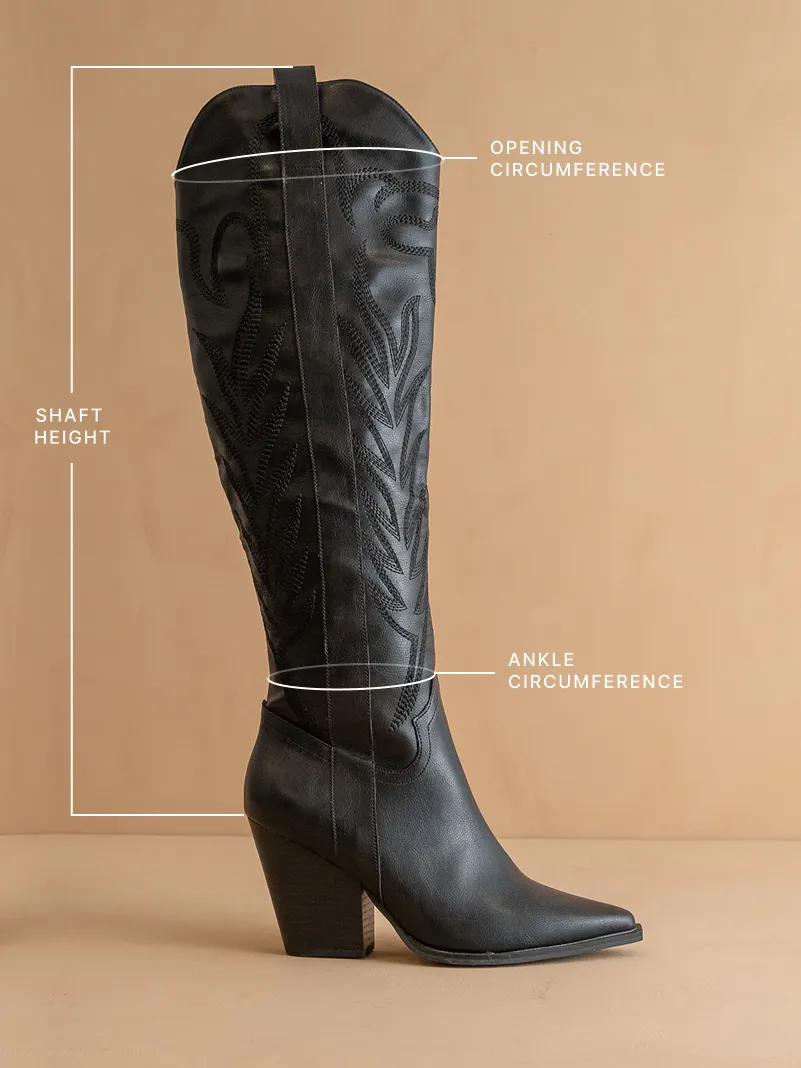 The Bronco | Black Knee High Embroidered Cowboy Boot sold by Oasis Society product image thumbnail 4