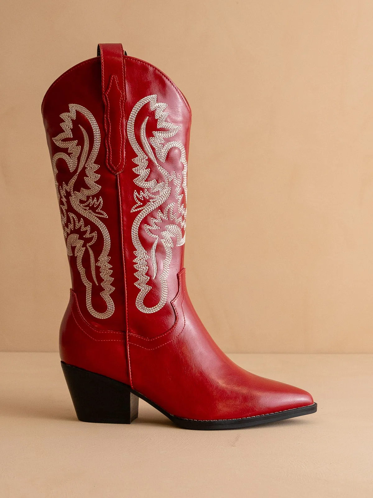 The Amaya | Cherry Classic Western Cowgirl Boot sold by Oasis Society