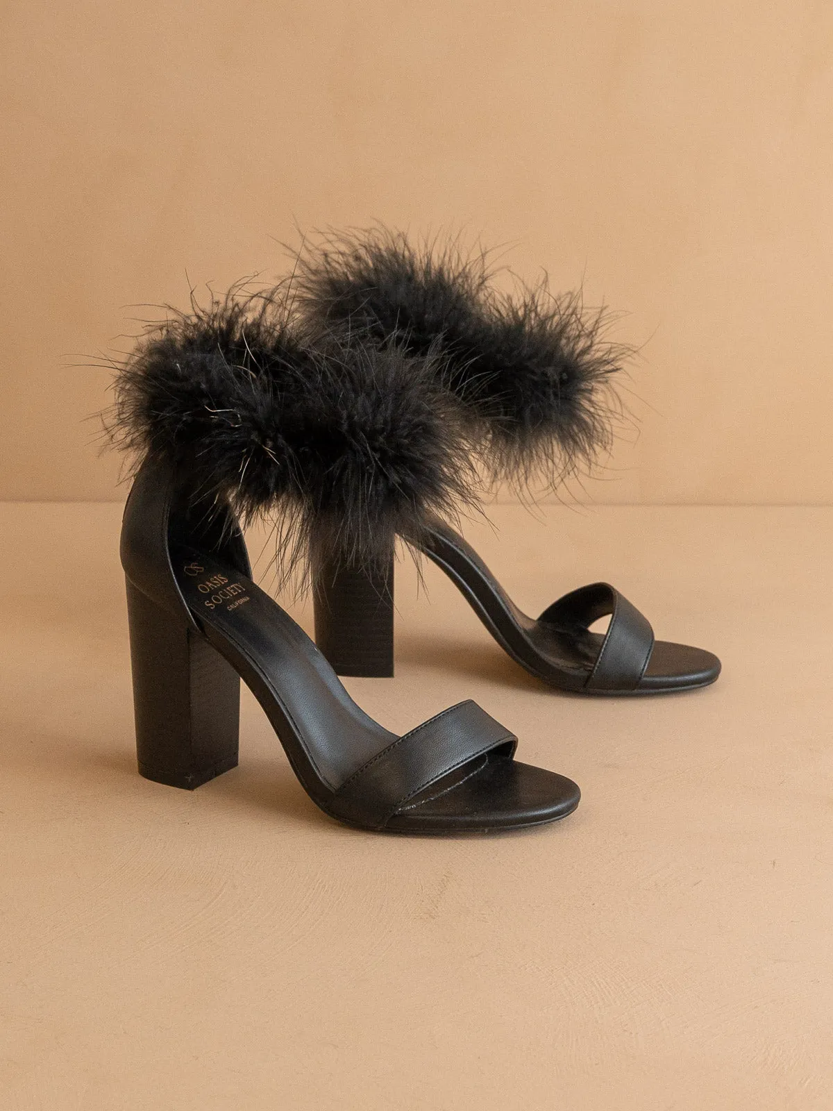 The Sasha | Black Feathered ankle block heel *FINAL SALE* sold by Oasis Society product image thumbnail 2