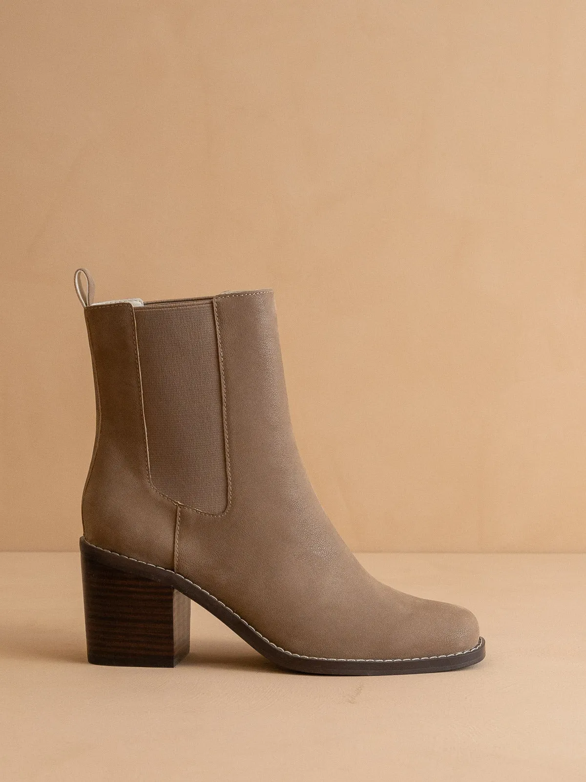 The Dakota | Dark Taupe Heeled Chelsea Bootie *final sale* sold by Oasis Society