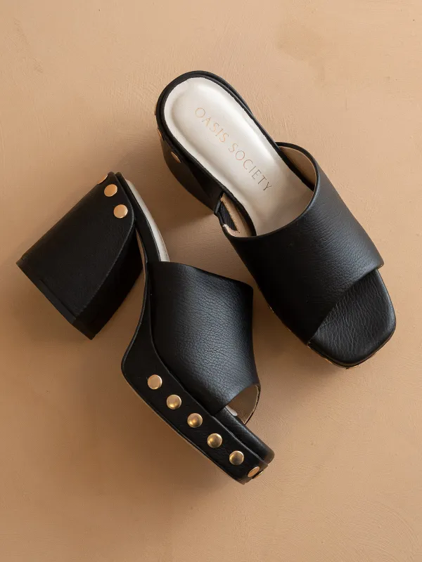 The Leona | Black Studded Platform Heel sold by Oasis Society