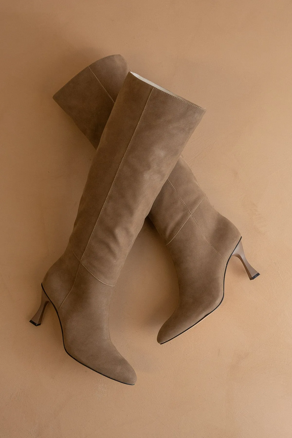The Lexington | Dark Taupe Pointed Toe Knee High Boot sold by Oasis Society product image thumbnail 3