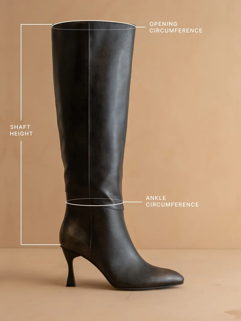 The Lexington | Distressed Black Brown Pointed Toe Knee High Boot sold by Oasis Society product image thumbnail 4