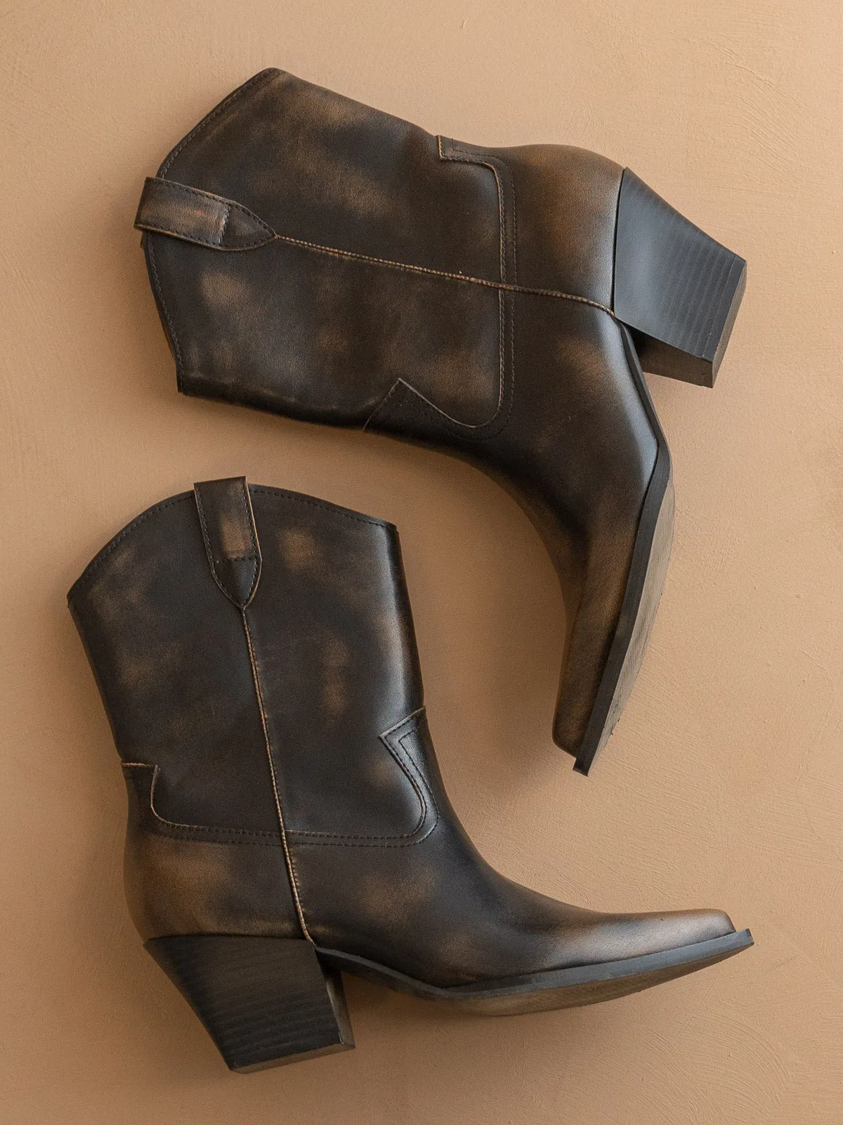 The Ames | Brown Short Cowgirl Booties sold by Oasis Society product image thumbnail 3