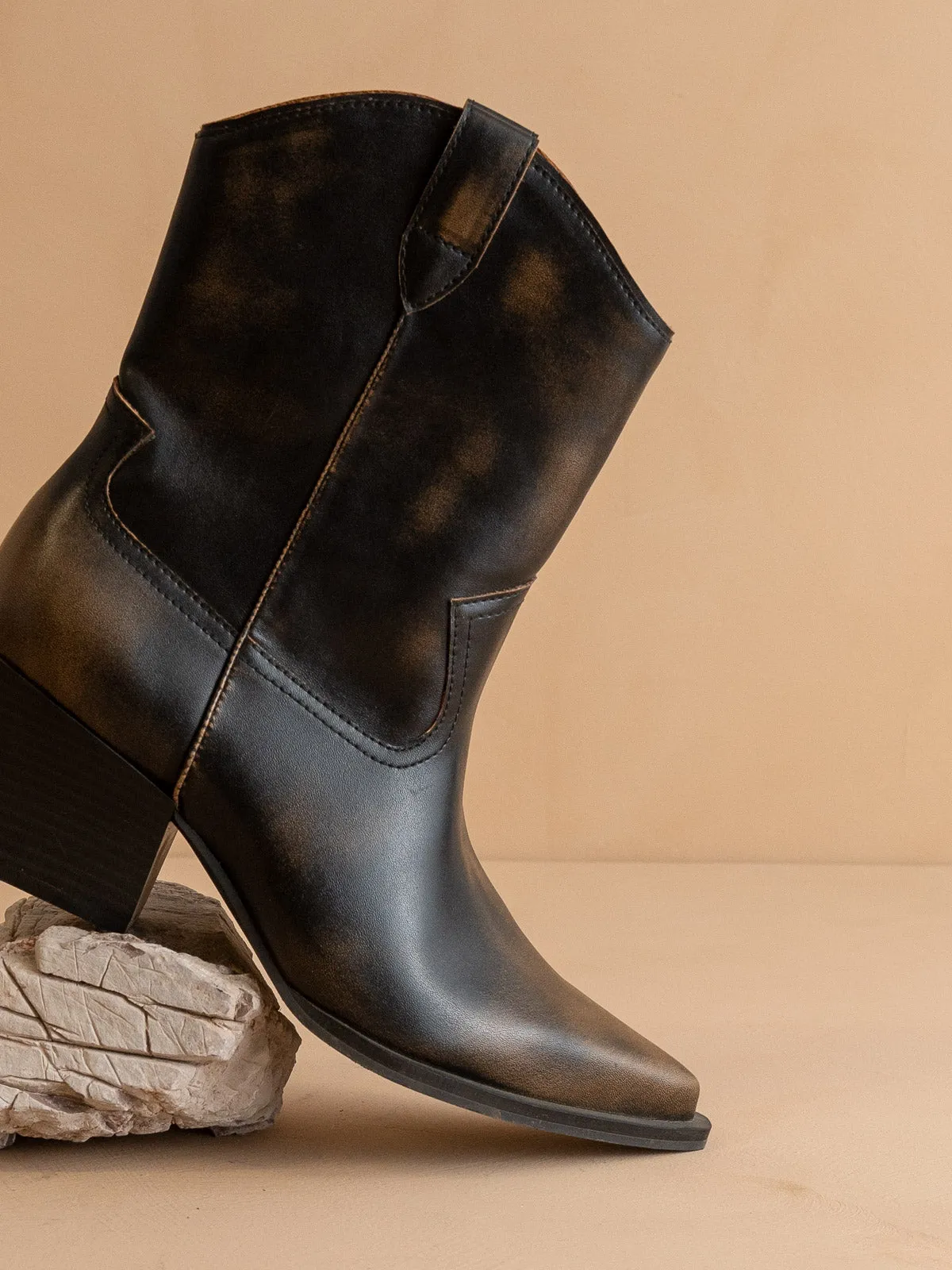 The Ames | Brown Short Cowgirl Booties sold by Oasis Society product image thumbnail 4