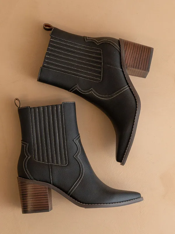 The Addison | Black Perfectly Paneled Western Boot  *FINAL SALE* sold by Oasis Society