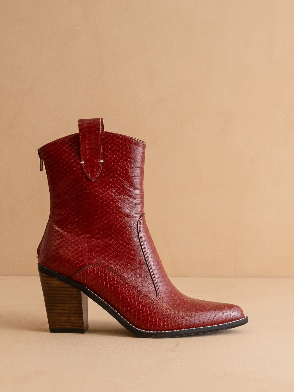 The Tara | Red Two Paneled Western Cowgirl boot sold by Oasis Society