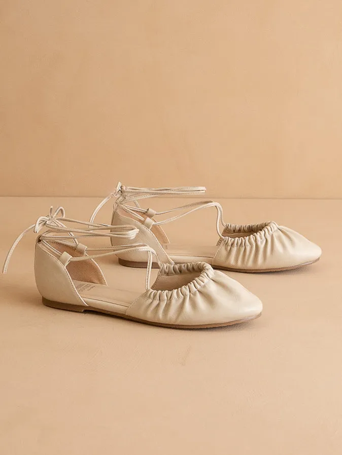 The Laney | Beige Lace Up Ballet Flat sold by Oasis Society product image thumbnail 2