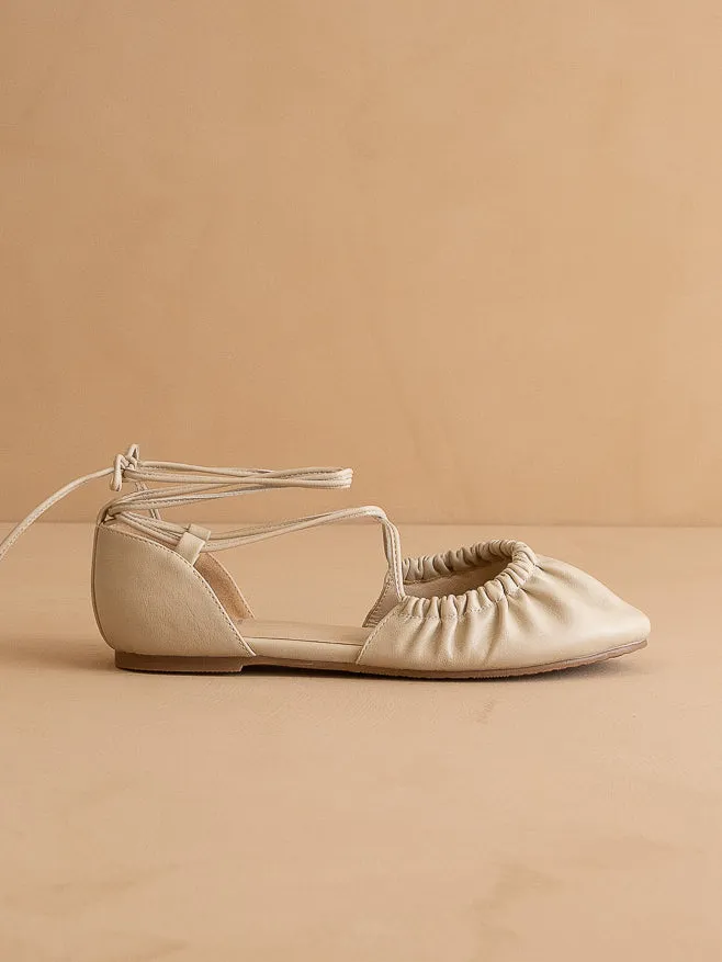The Laney | Beige Lace Up Ballet Flat sold by Oasis Society product image thumbnail 3
