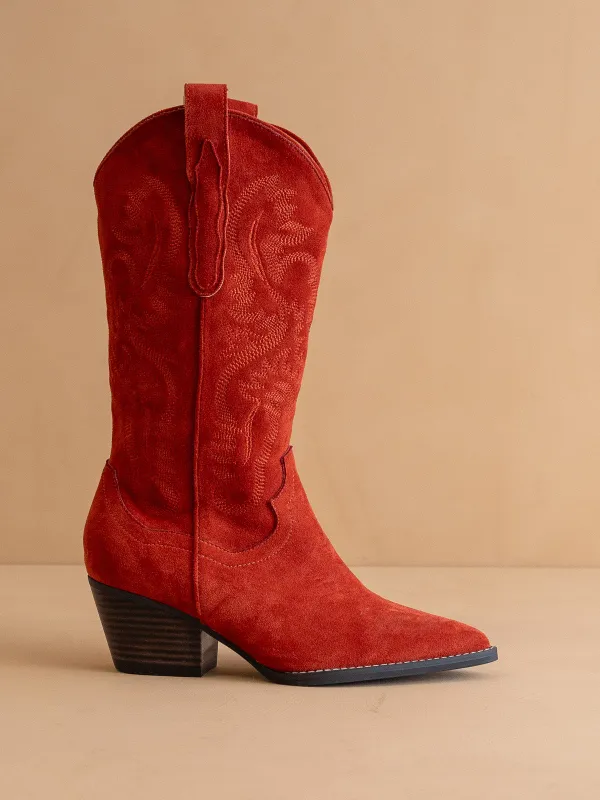 The Amaya | Red Classic Cowgirl Boot sold by Oasis Society