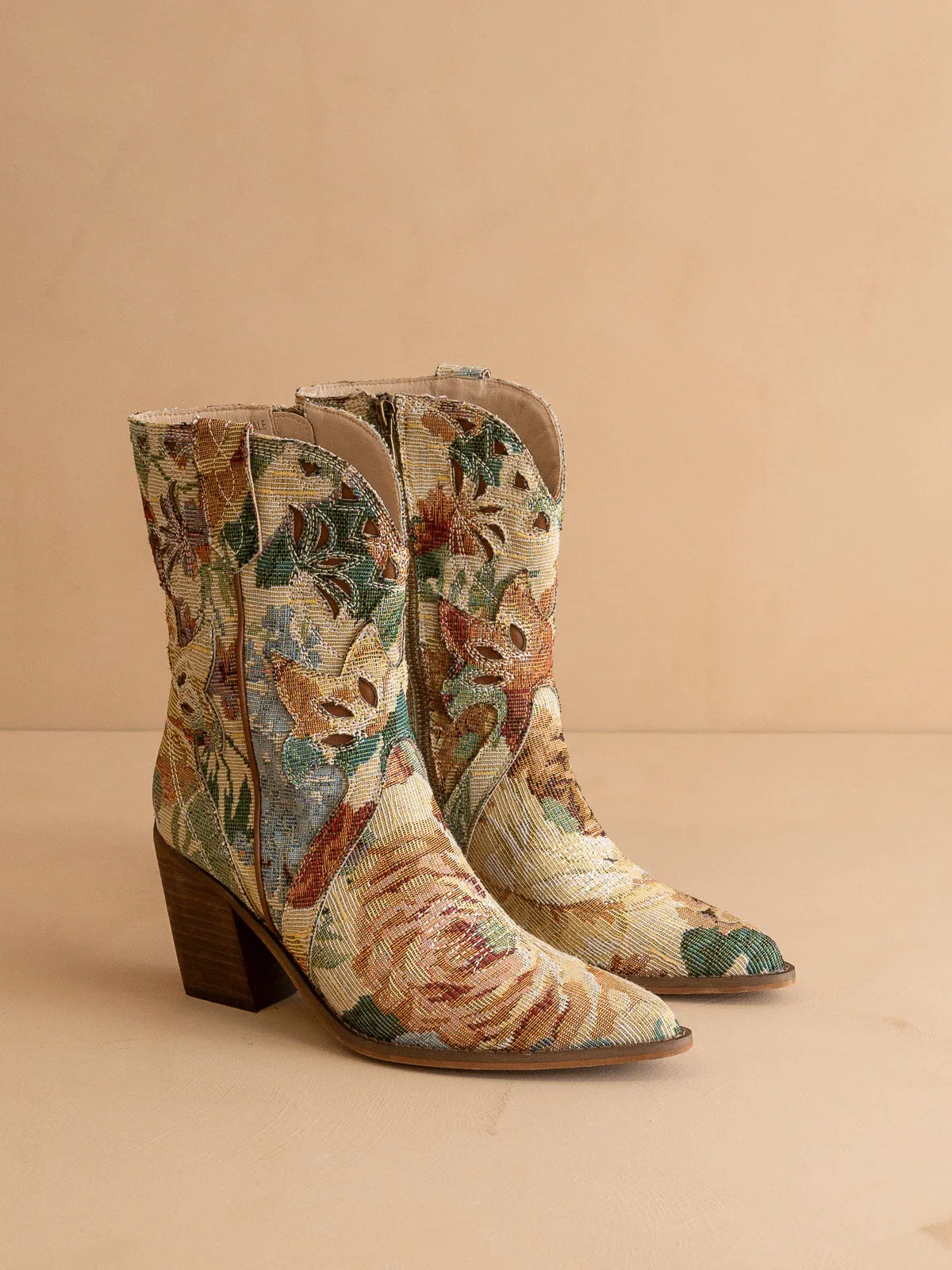 The Sorrel | Vintage Floral Tapestry Print Western Cowgirl Bootie sold by Oasis Society product image thumbnail 2