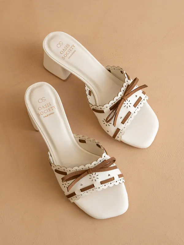 The Breda | White Sweet Low Block Heel Sandal sold by Oasis Society