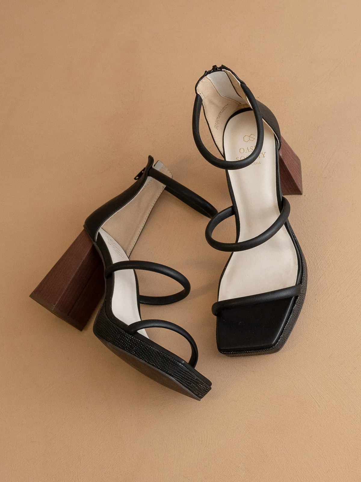 The Aisa | Black 3-strap platform heel *final sale* sold by Oasis Society product image thumbnail 3