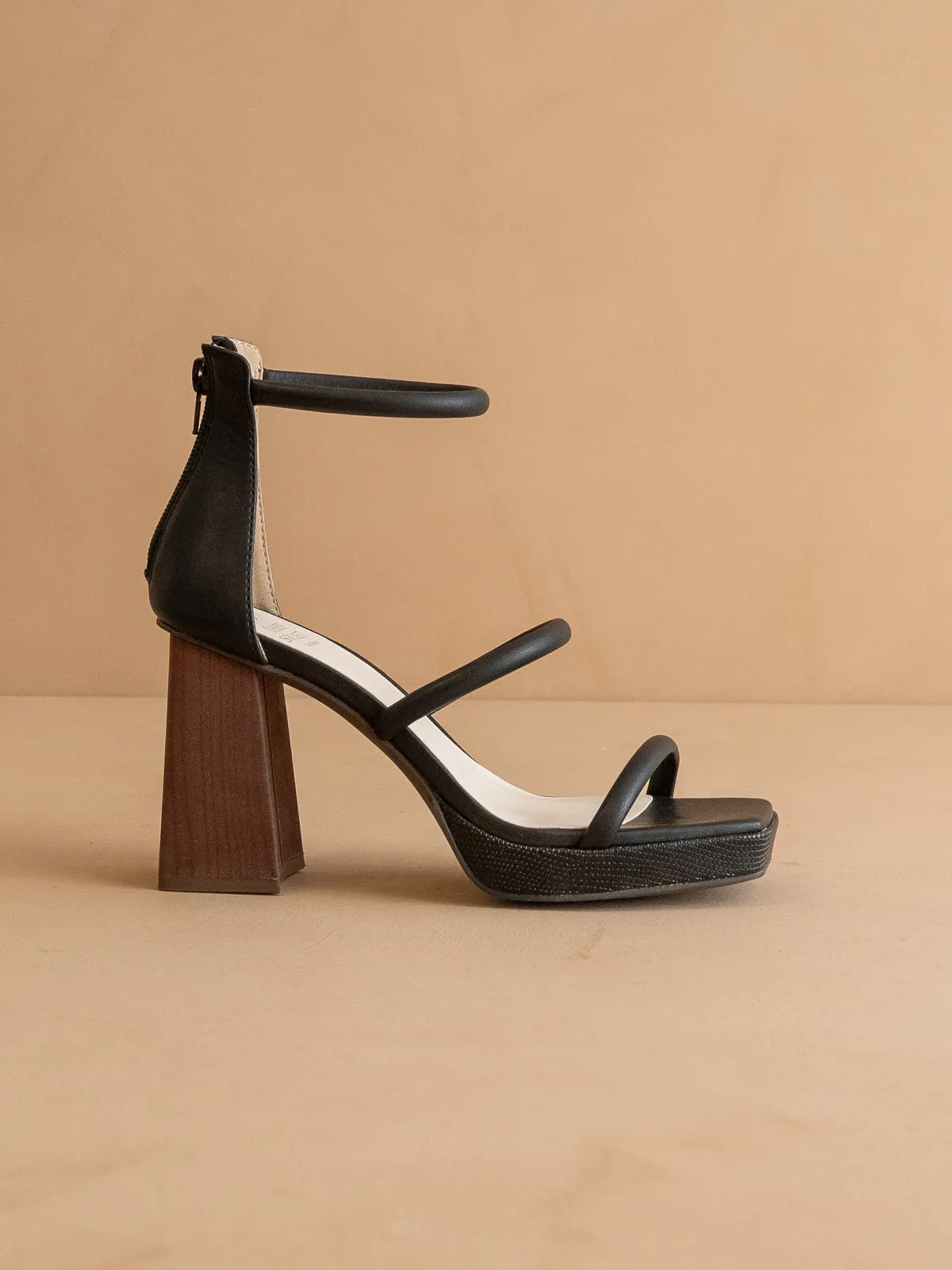 The Aisa | Black 3-strap platform heel *final sale* sold by Oasis Society