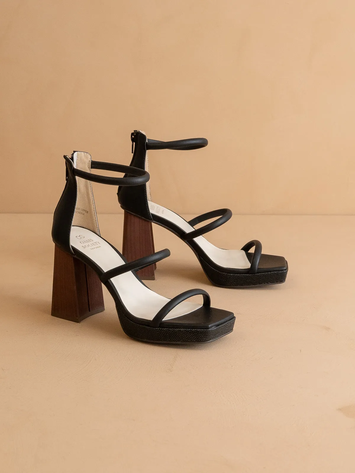 The Aisa | Black 3-strap platform heel *final sale* sold by Oasis Society product image thumbnail 2