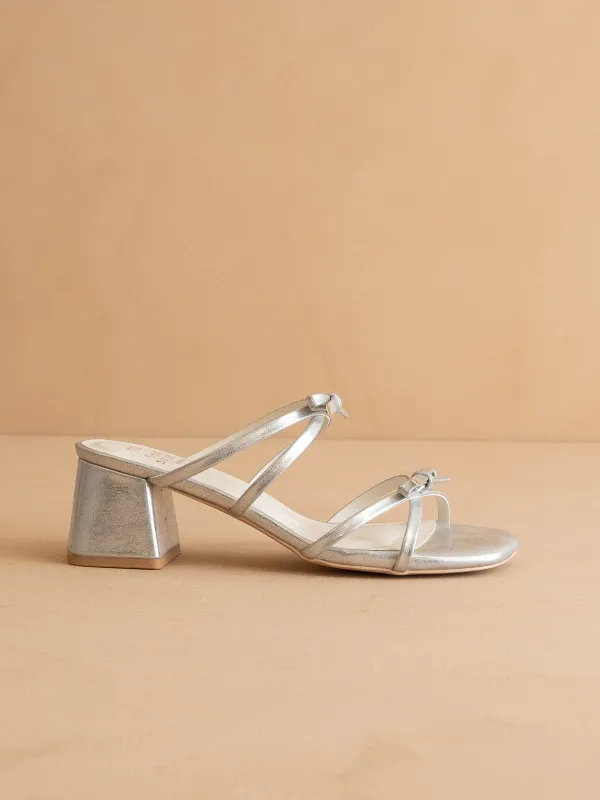 The Maci | Silver Strappy Heel with Bow Details *FINAL SALE* sold by Oasis Society