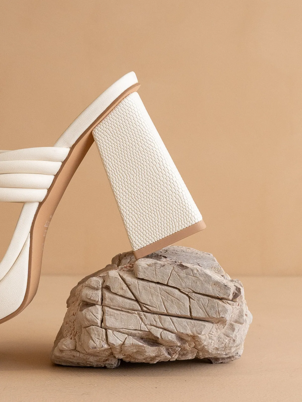 The Faith | White Knotted band platform snake-print block heel sold by Oasis Society product image thumbnail 2