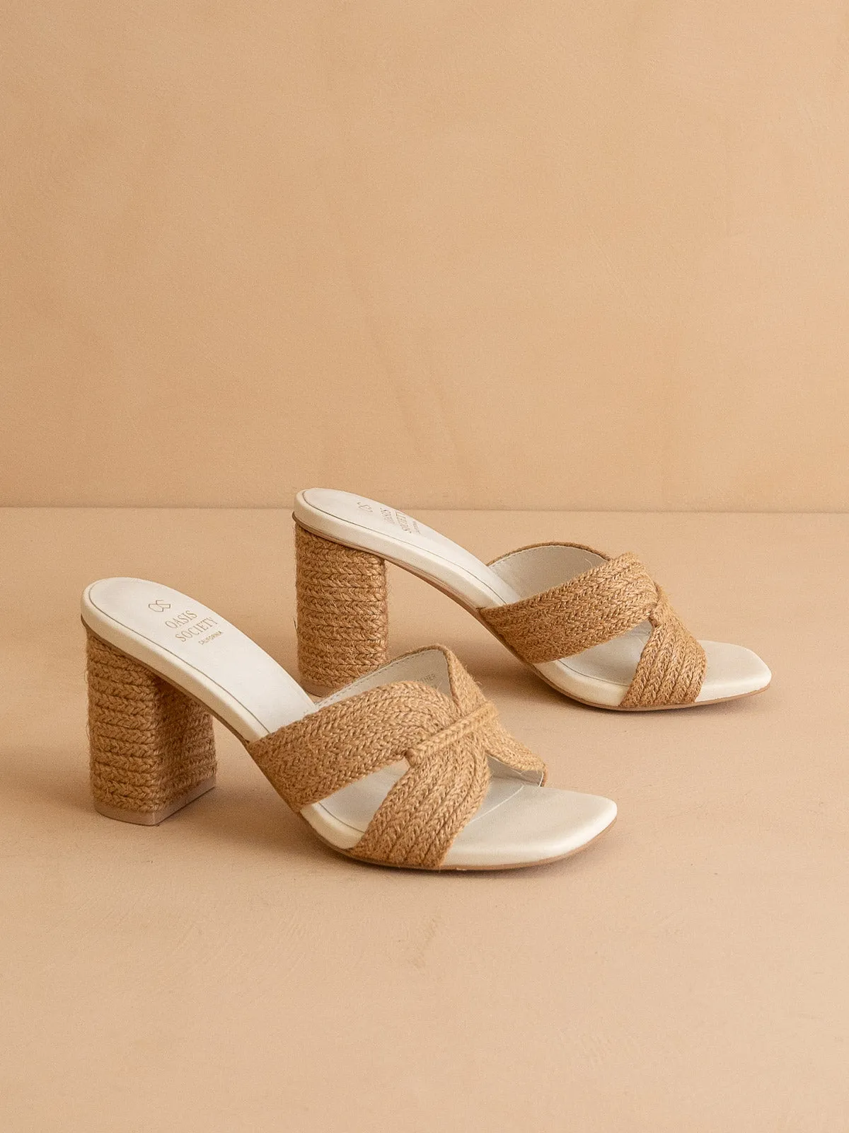 The Santiago | Toffee Raffia Block Heel sold by Oasis Society product image thumbnail 3