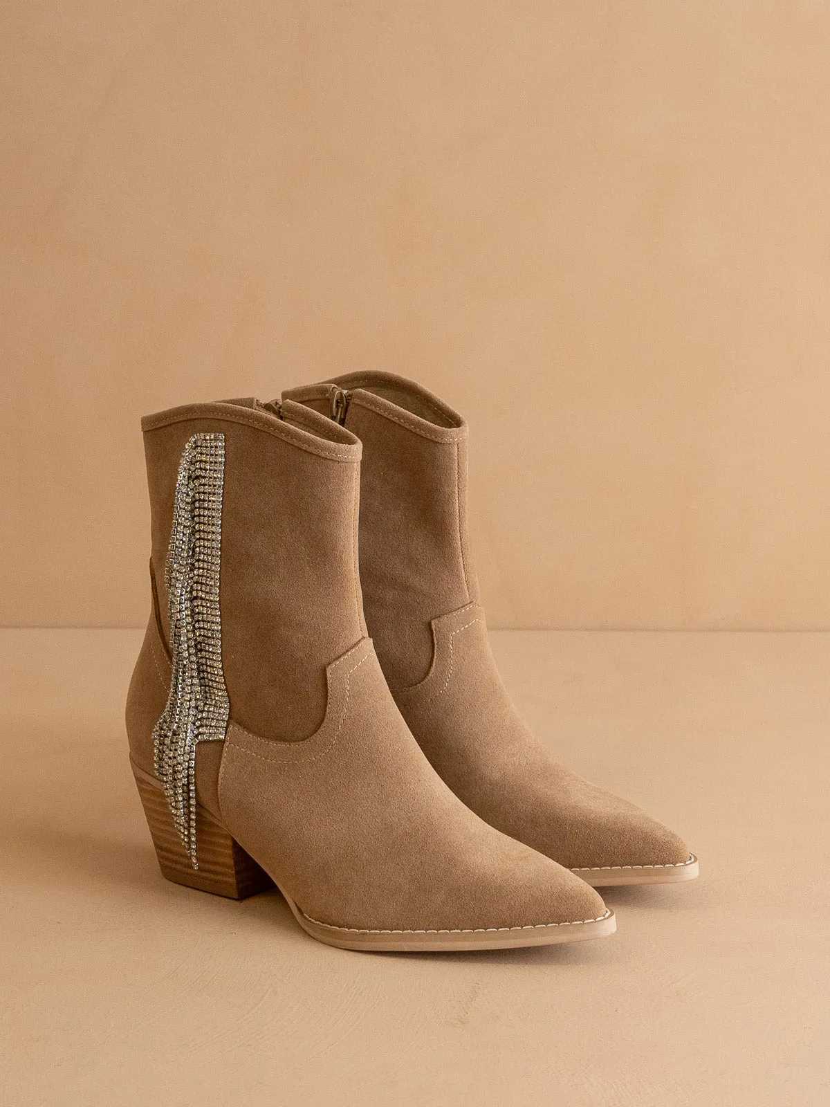 The Rowan | Khaki Rhinestone fringe Cowgirl boot *final sale* sold by Oasis Society product image thumbnail 2