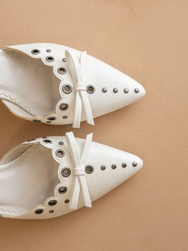The Meridian | White Kitten Heel sold by Oasis Society