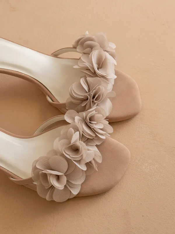 The Noor | Dusty Pink Romantic Petal Detail Heels *final sale* sold by Oasis Society