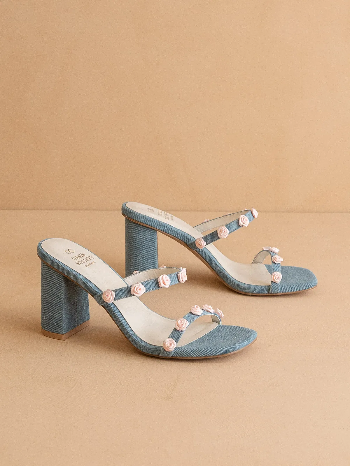 The Nia | Denim Rosette Adorned Heel *FINAL SALE* sold by Oasis Society product image thumbnail 3