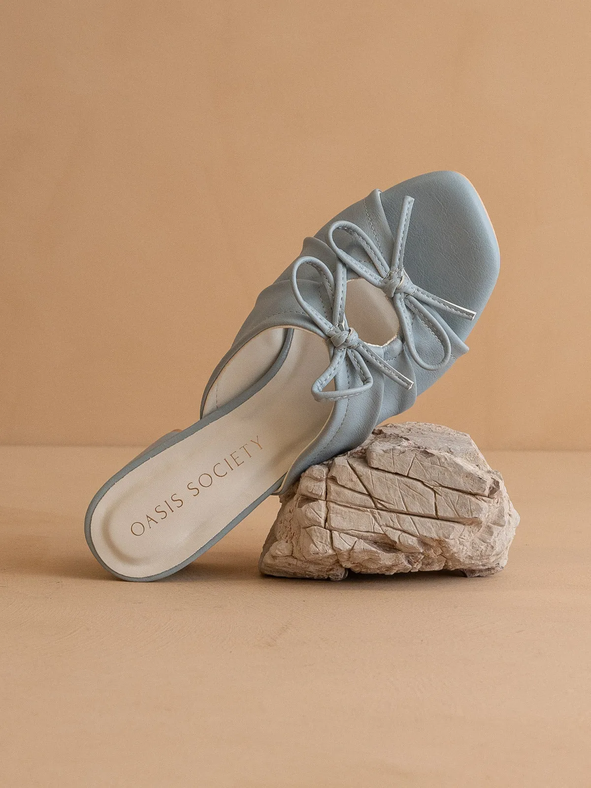 The Emerald | Blue Double Bow Peep Hole Sandal sold by Oasis Society product image thumbnail 3